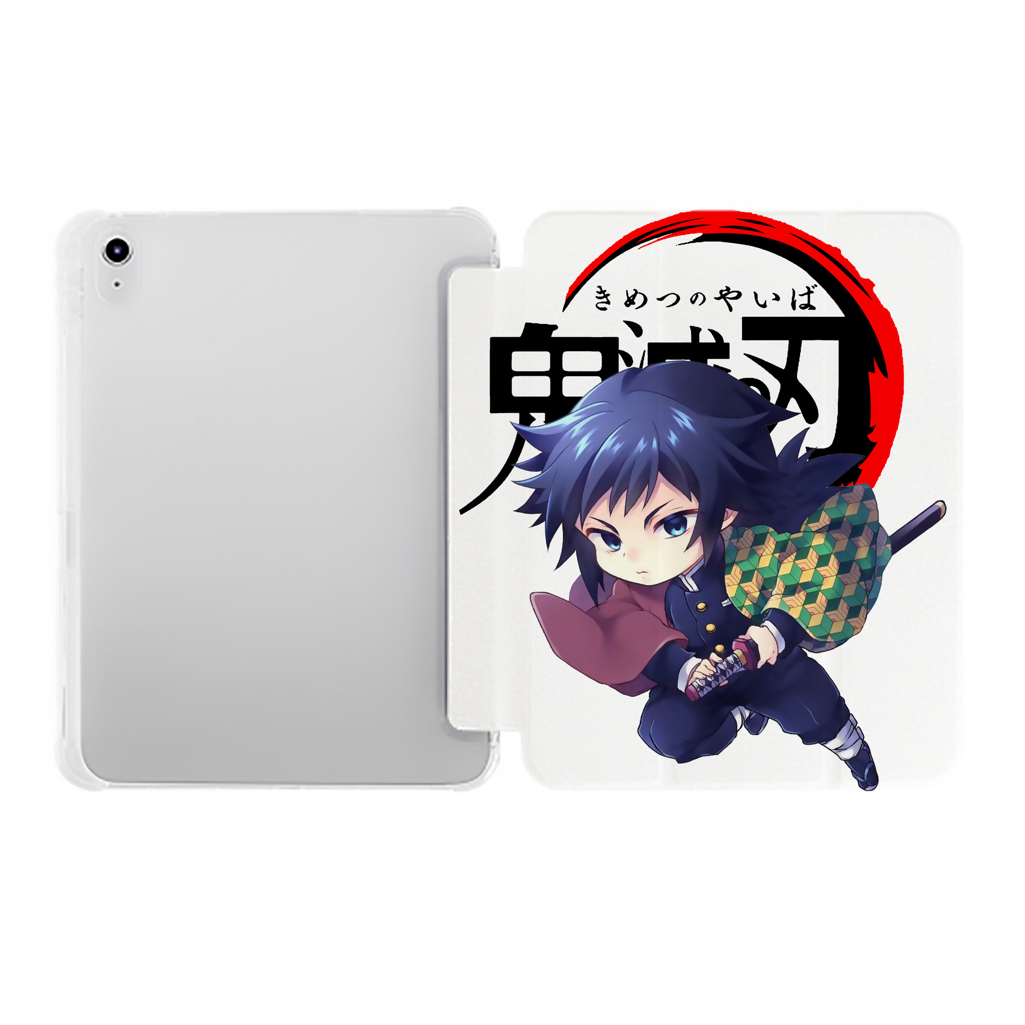 （画像用） 鬼滅の刃（きめつのやいば）水柱-冨岡 義勇／とみおか ぎゆう Tomioka Giyuu IPad ケース ペン収納付き 三つ折りスタンド PUレザー×シリコン 対応機種9.5/10.5/10.9インチ